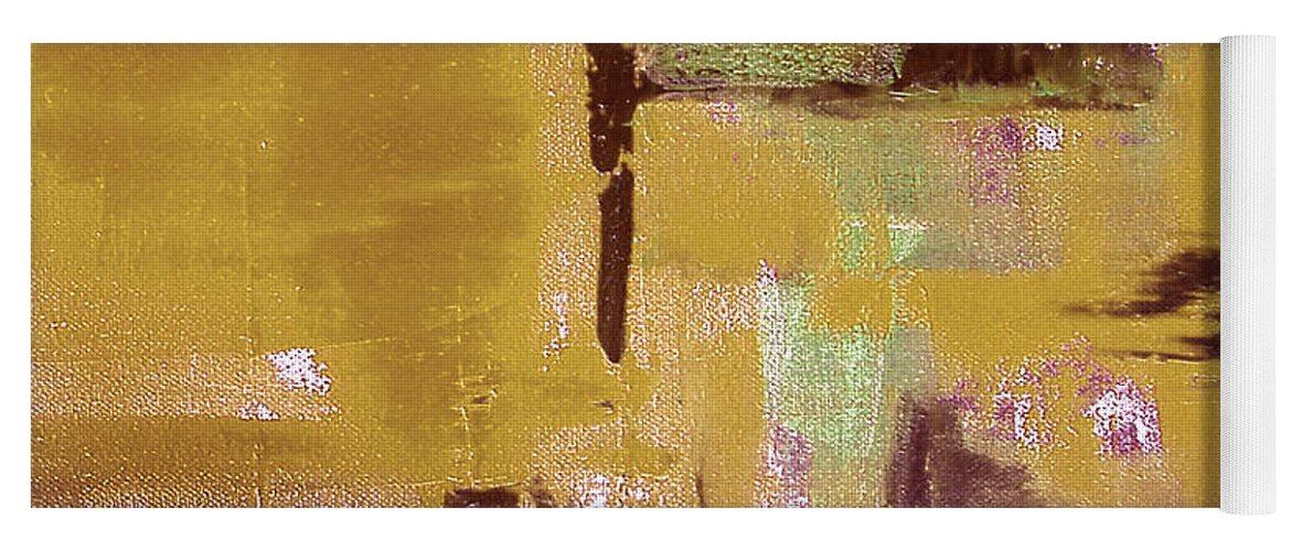 Abstract Yoga Mat featuring the painting Gold Abstract by Gina De Gorna