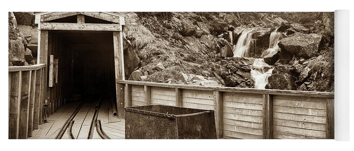 Abandoned Yoga Mat featuring the photograph Gold Mine Entrance in Sepia by Paul Quinn