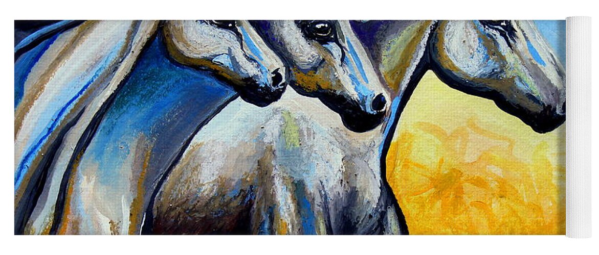 Horse Yoga Mat featuring the painting Golden Embers by Elizabeth Robinette Tyndall