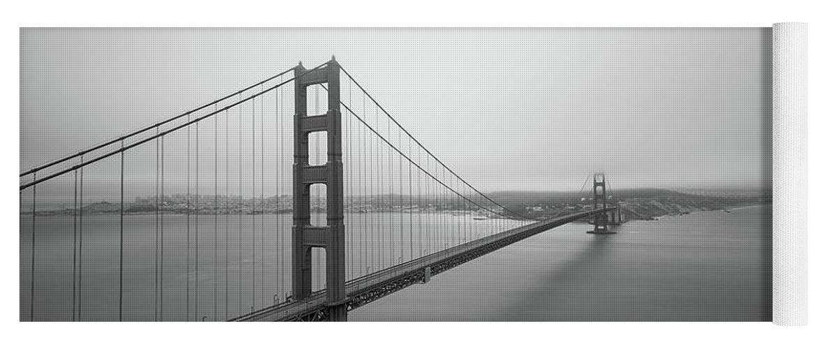 San Fransisco Yoga Mat featuring the photograph Golden Gate Bridge BW by Michael Ver Sprill