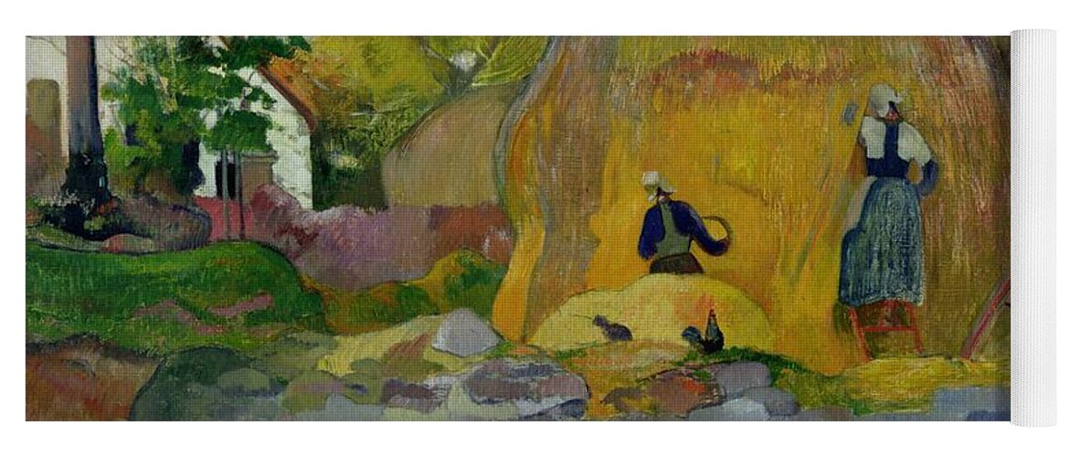 Yellow Haystacks Yoga Mat featuring the painting Golden Harvest by Paul Gauguin