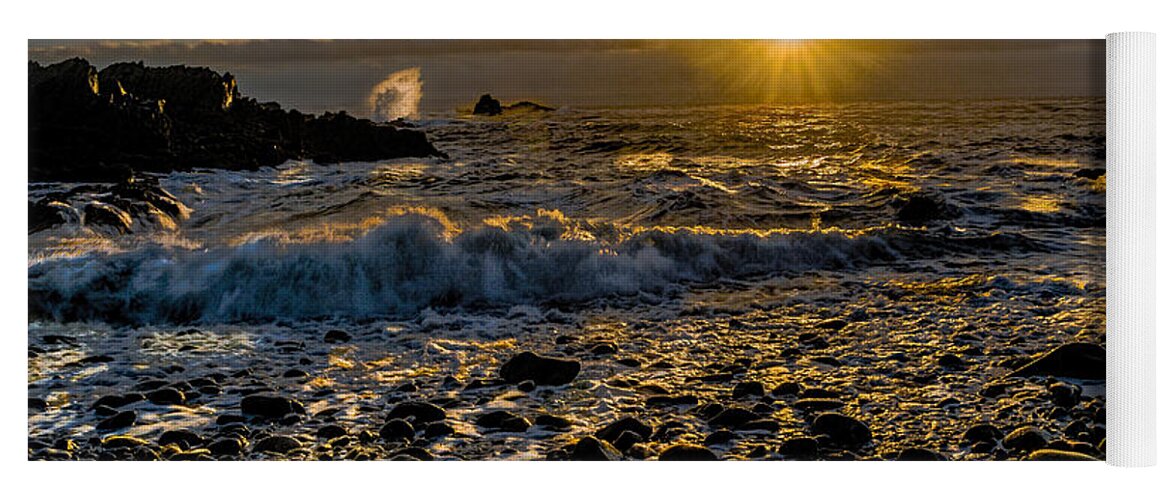 Golden Light Yoga Mat featuring the photograph Golden Light Seascape by Marty Saccone