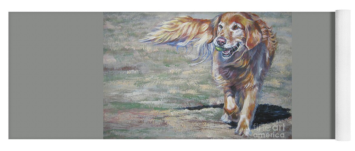 Golden Retriever Yoga Mat featuring the painting Golden Retriever Play Time by Lee Ann Shepard