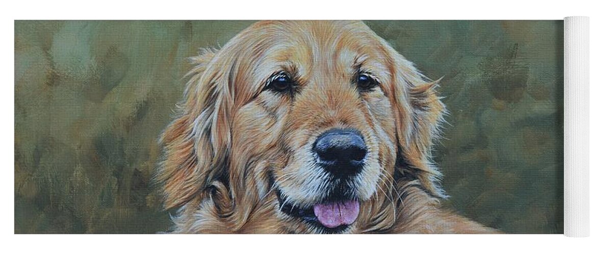 Dog Yoga Mat featuring the painting Golden Retriever Portrait by Alan M Hunt