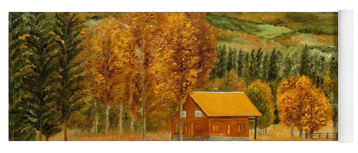 Autumn Yoga Mat featuring the painting Golden Season by Angeles M Pomata