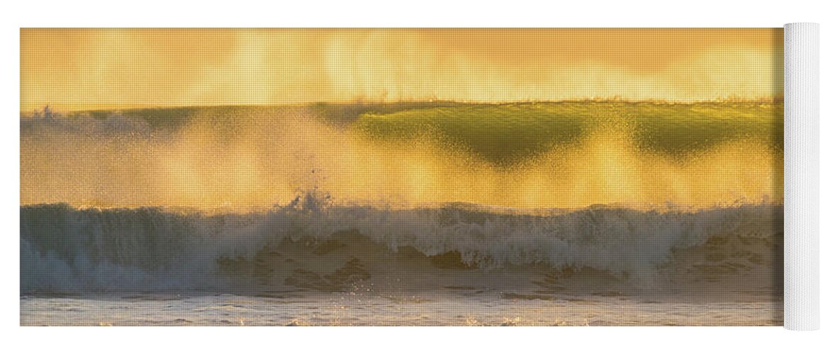 Florida Yoga Mat featuring the photograph Golden Spray Sunrise Surf Delray Beach Florida by Lawrence S Richardson Jr