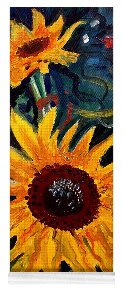 Impressionism Yoga Mat featuring the painting Golden Sunflower Burst by Elizabeth Robinette Tyndall