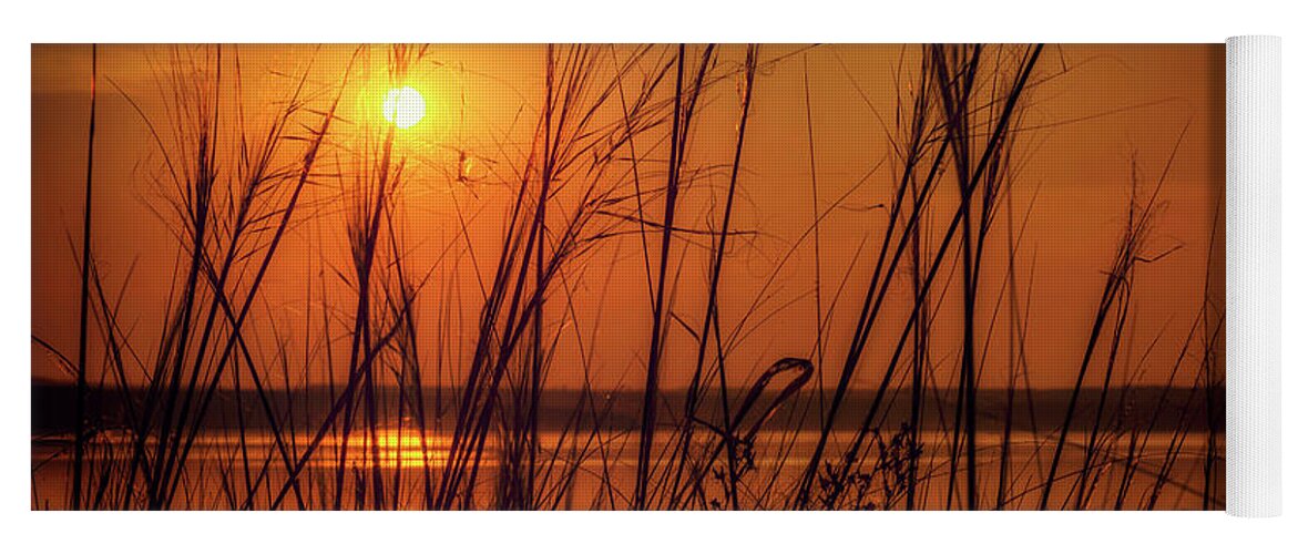 Sunset Yoga Mat featuring the photograph Golden Sunset at the Lake by John Williams