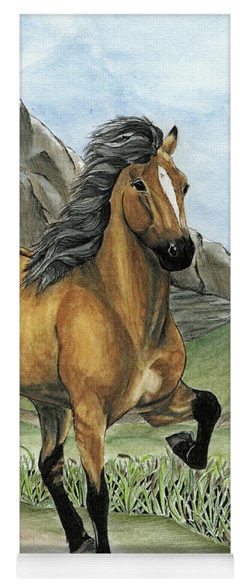 Icelandic Horse Yoga Mat featuring the painting Golden Tolt Icelandic Horse by Shari Nees