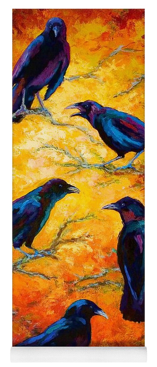 Crows Yoga Mat featuring the painting Gossip Column II by Marion Rose