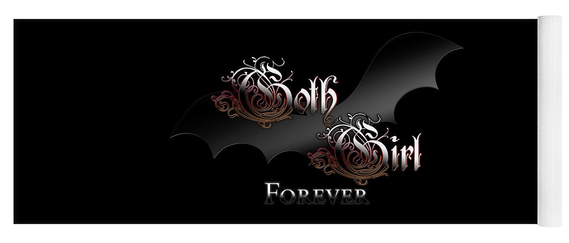 Goth Girl Yoga Mat featuring the digital art Gothic Girl Forever Bat Wing by Rolando Burbon