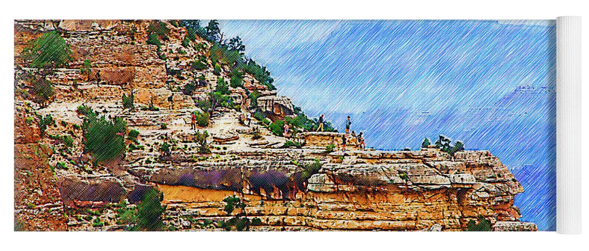 Grand-canyon Yoga Mat featuring the digital art Grand Canyon Overlook Sketched by Kirt Tisdale