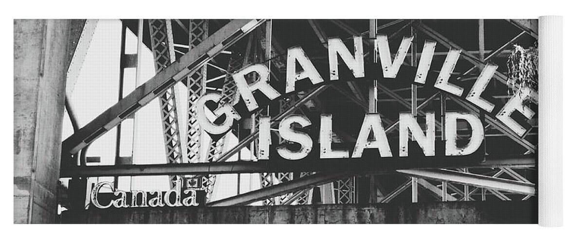 Granville Island Yoga Mat featuring the photograph Granville Island Bridge Black and White- by Linda Woods by Linda Woods