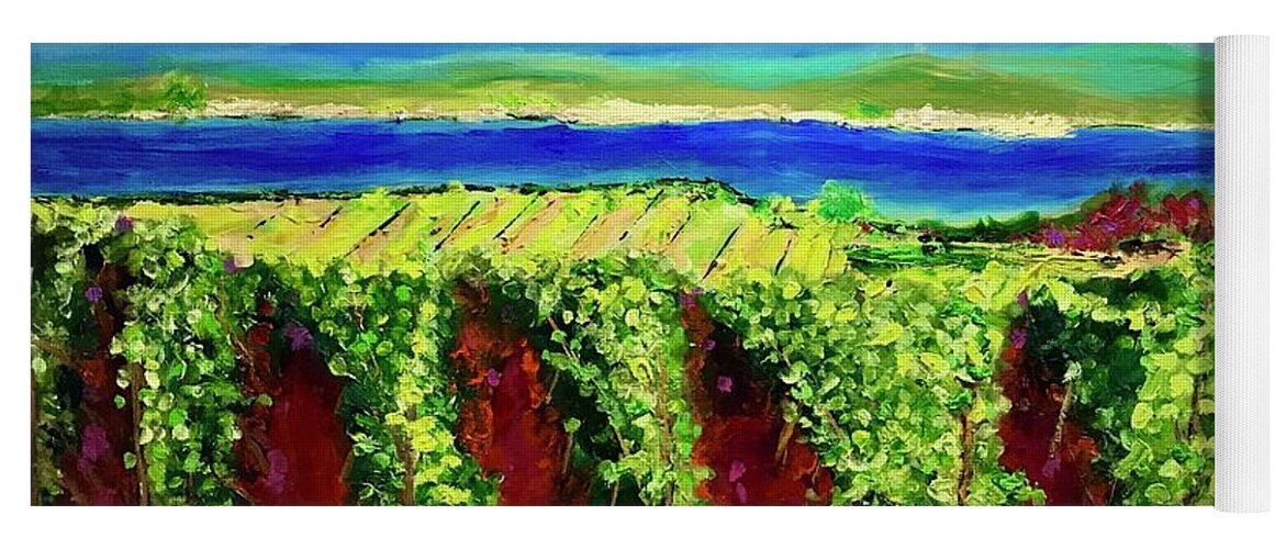 Grapes Yoga Mat featuring the painting Grape One Orchard by Sherry Harradence