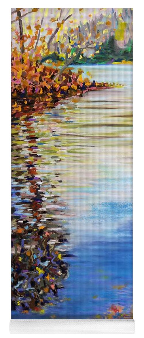  Yoga Mat featuring the painting Great Hollow Lake in November by Polly Castor