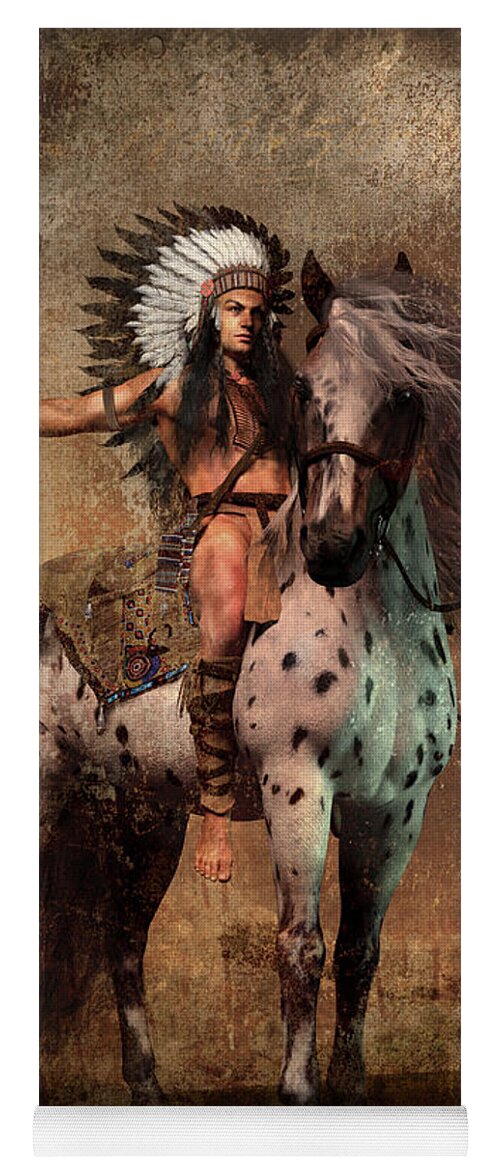 Great Spirit Chief Yoga Mat featuring the mixed media Great Spirit Chief by Shanina Conway