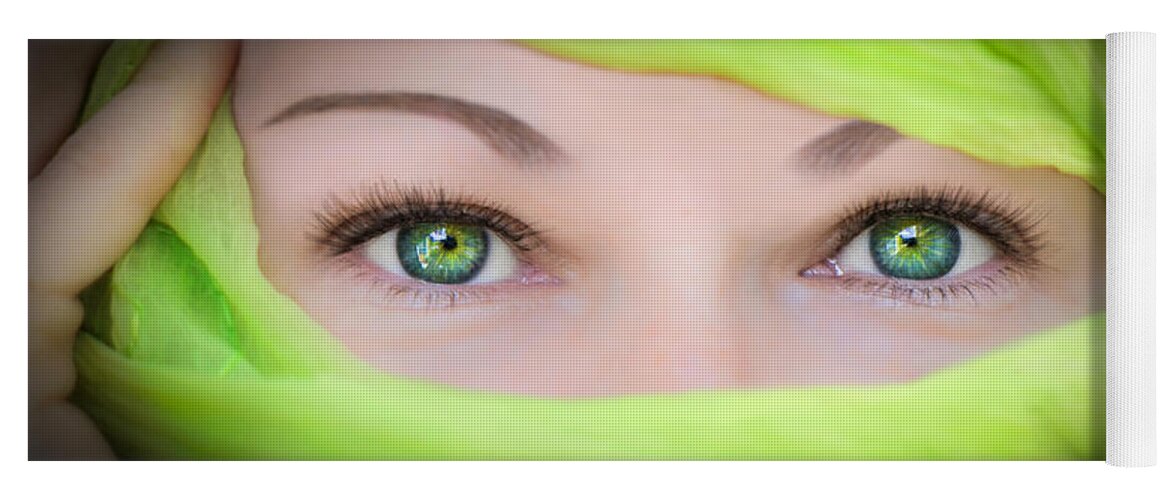 Eyes Yoga Mat featuring the photograph Green-eyed Girl by TK Goforth