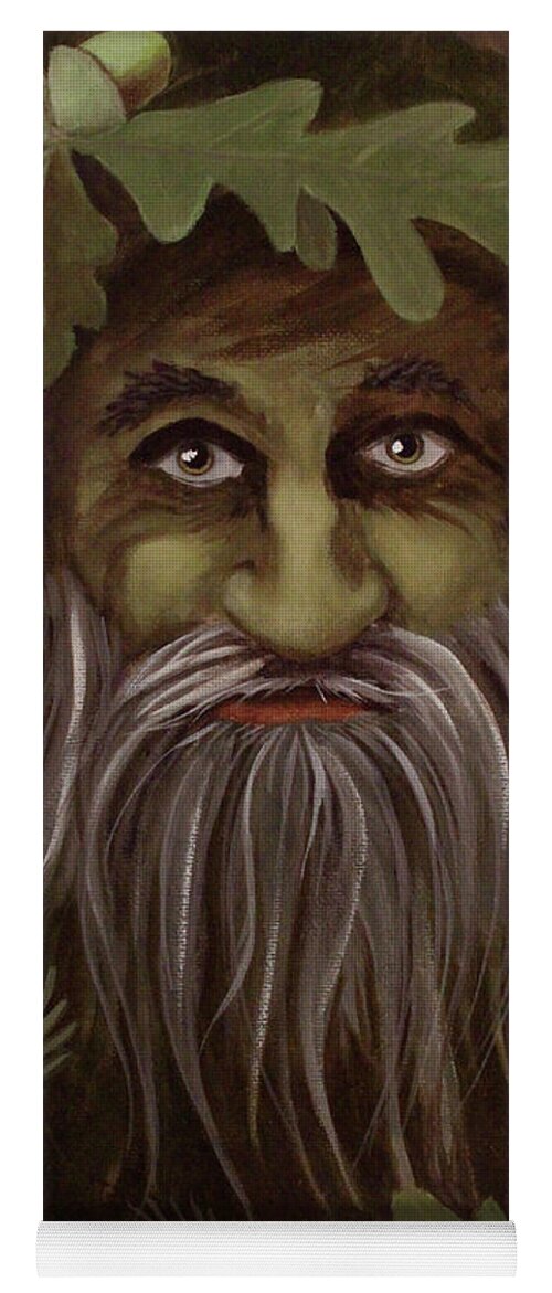 11x14 Yoga Mat featuring the painting Green Man painting by Jaime Haney