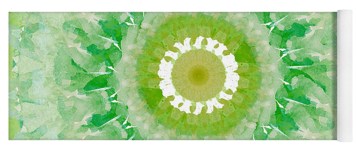 Green Yoga Mat featuring the painting Green Mandala- Abstract Art by Linda Woods by Linda Woods