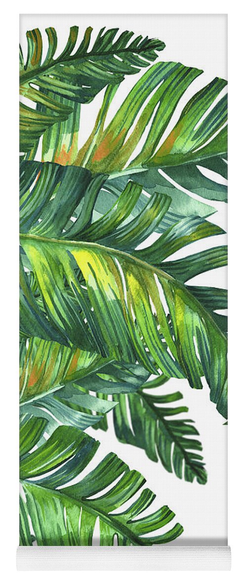 Tropical Leaves Yoga Mat featuring the painting Green Tropic by Mark Ashkenazi