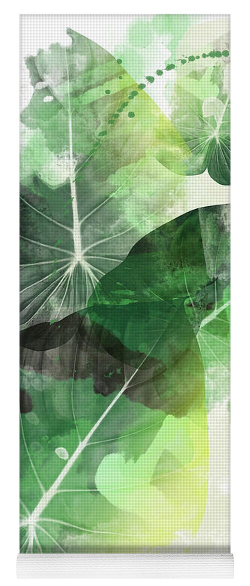 Tropical Leaves.nature Design Yoga Mat featuring the painting Green Tropical by Mark Ashkenazi