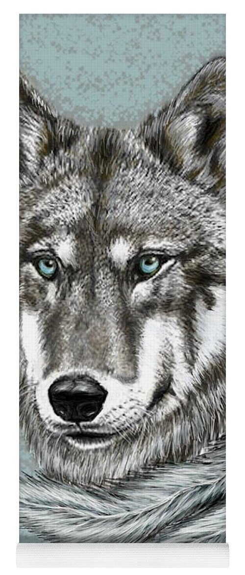 Wolf Yoga Mat featuring the digital art Grey Wolf by Teresa Wing