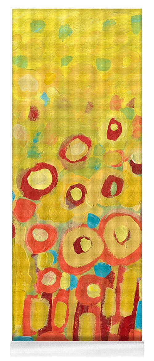 Abstract Yoga Mat featuring the painting Growing in Yellow No 2 by Jennifer Lommers