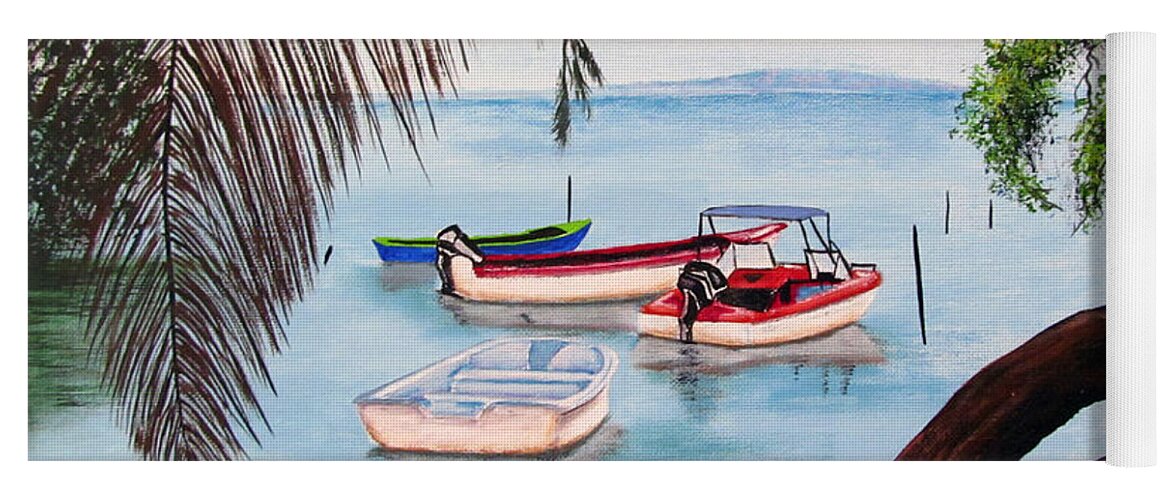 Guanica Yoga Mat featuring the painting Guanica Bay by Gloria E Barreto-Rodriguez