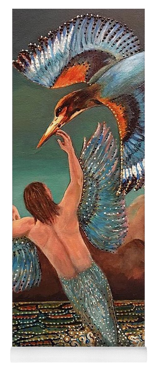 Greek Mythology Yoga Mat featuring the painting Halcyon Birds by Linda Markwardt