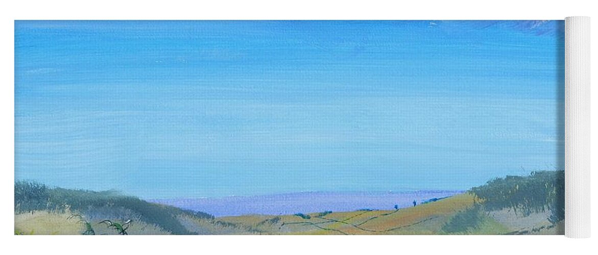 Haldon Hills Yoga Mat featuring the painting Haldon Hills Sea View by Mike Jory