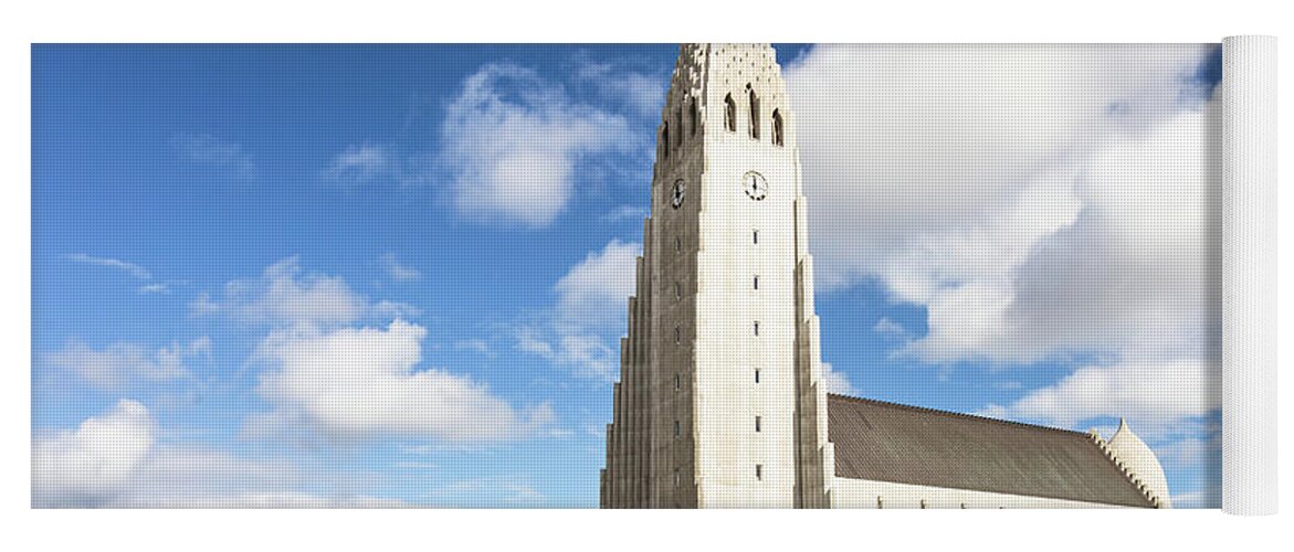 Capital Cities Yoga Mat featuring the photograph Hallgrimskirkja church in Reykjavik by Didier Marti