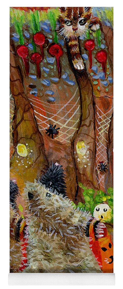 Moles Yoga Mat featuring the painting Halloween in Mole City by Jacquelin L Vanderwood Westerman