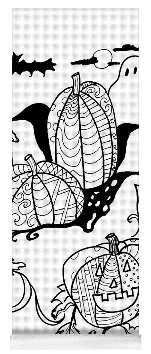 Ink Yoga Mat featuring the drawing Halloween Ink Coloring Book Image by Robin Pedrero
