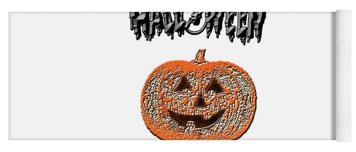 Halloween Yoga Mat featuring the digital art Halloween Pumpkin by Judy Hall-Folde
