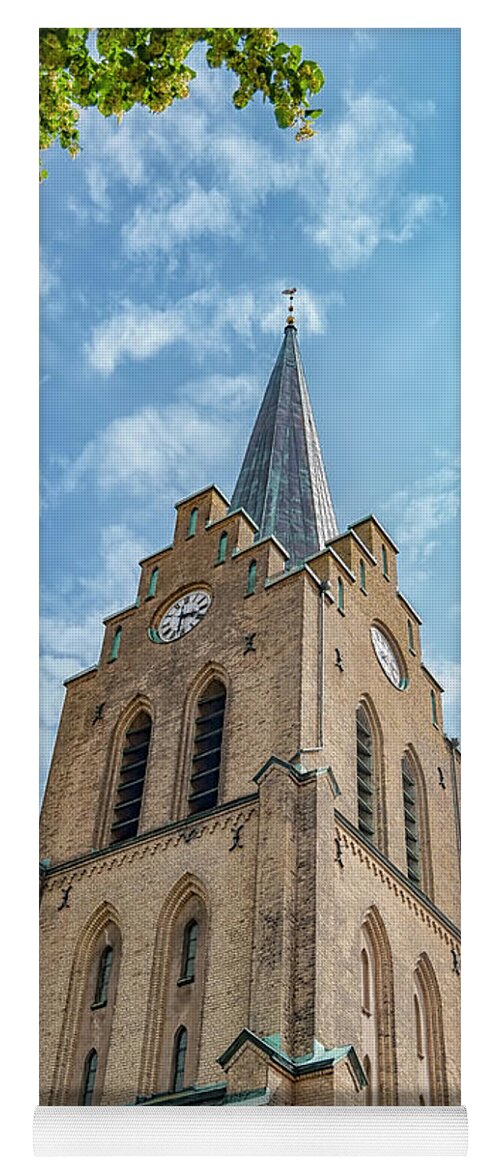 Halmstad Yoga Mat featuring the photograph Halmstad Church in Sweden by Antony McAulay