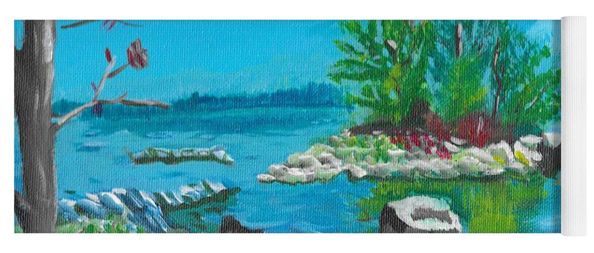 Landscape Yoga Mat featuring the painting Hamilton inner bay by David Bigelow