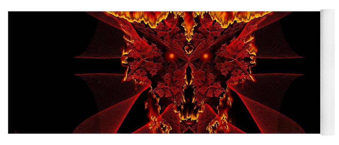 Halloween Yoga Mat featuring the digital art Happy Halloween SineDot Fractal Fire Demon by Rolando Burbon