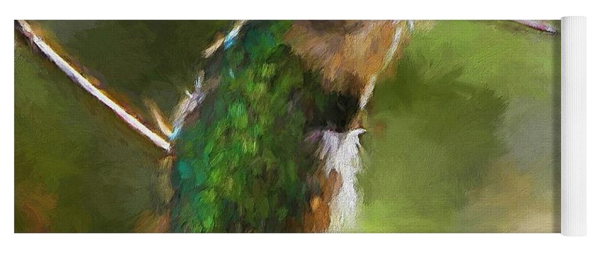 Hummingbird Yoga Mat featuring the painting Happy Hummingbird by Tina LeCour
