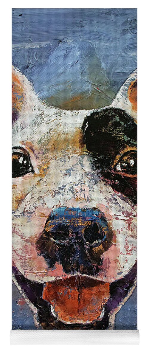 Dog Yoga Mat featuring the painting Happy Pitbull by Michael Creese