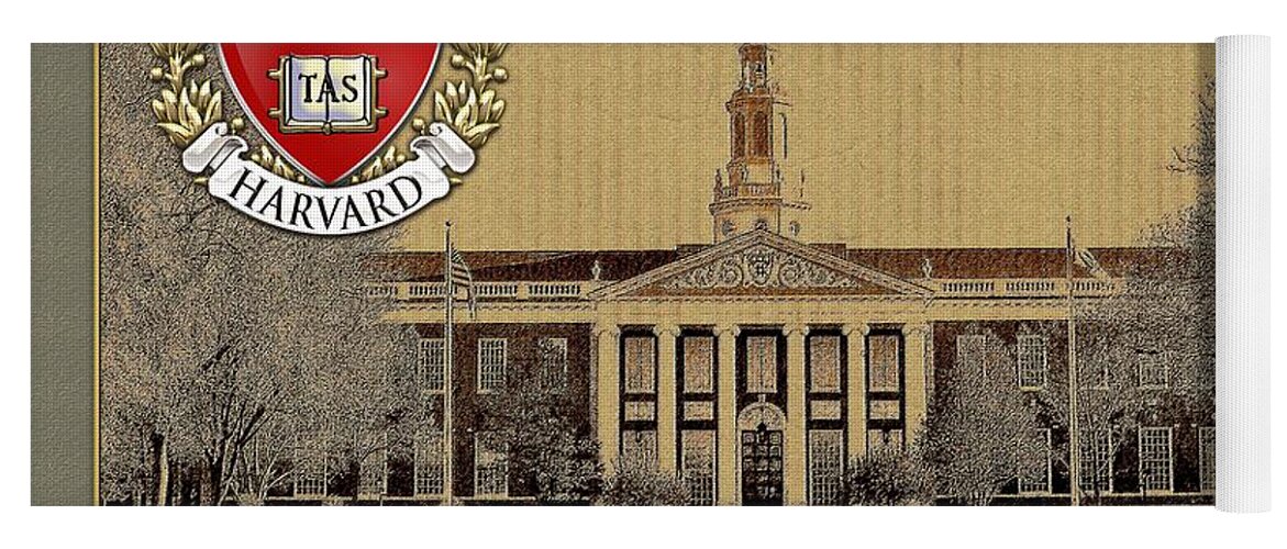 Universities Yoga Mat featuring the photograph Harvard University Building With Seal by Serge Averbukh