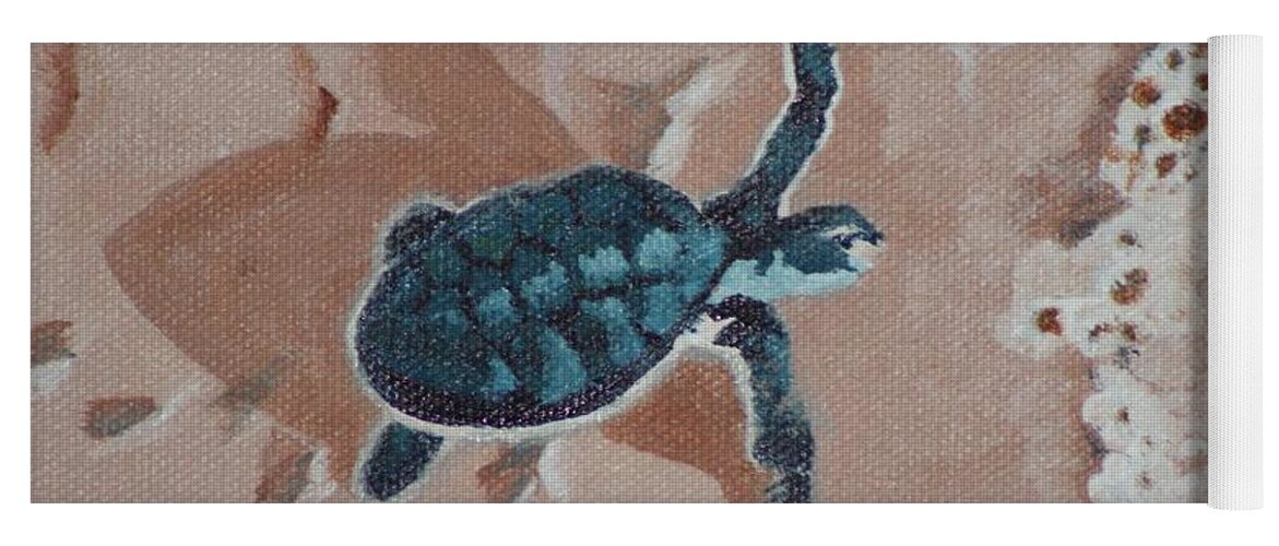 Turtle Yoga Mat featuring the painting Hatchling by Mike Jenkins