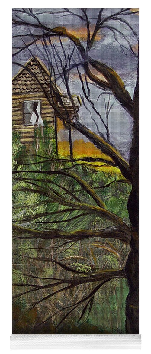 House Yoga Mat featuring the painting Haunted House by Quwatha Valentine