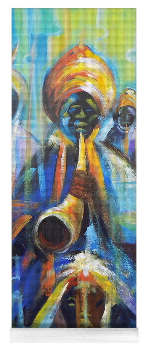 Living Room Yoga Mat featuring the painting Hausa flutist by Olaoluwa Smith