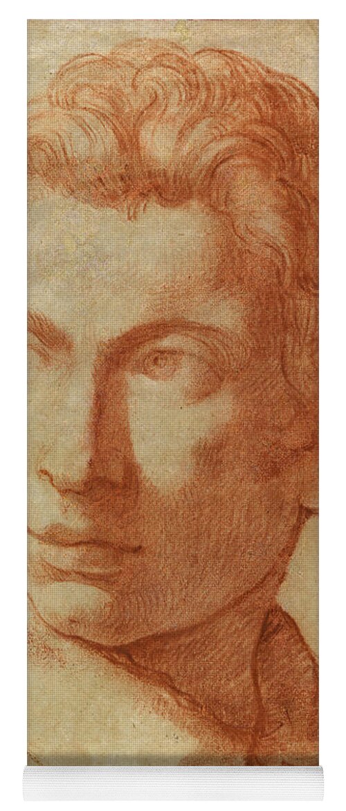 Alessandro Tiarini Yoga Mat featuring the drawing Head of a young man by Alessandro Tiarini
