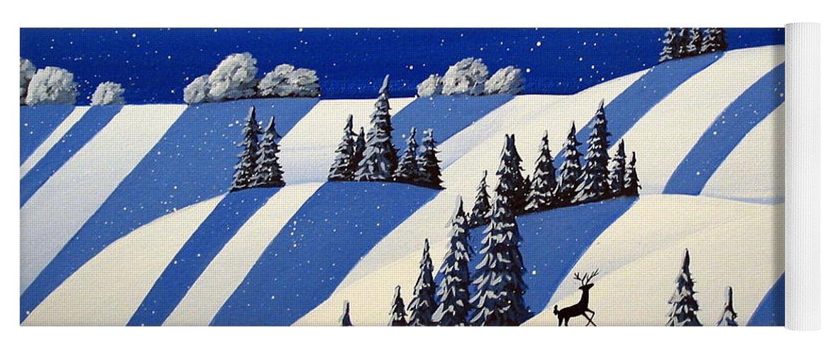 Art Yoga Mat featuring the painting Heading North - modern winter landscape by Debbie Criswell