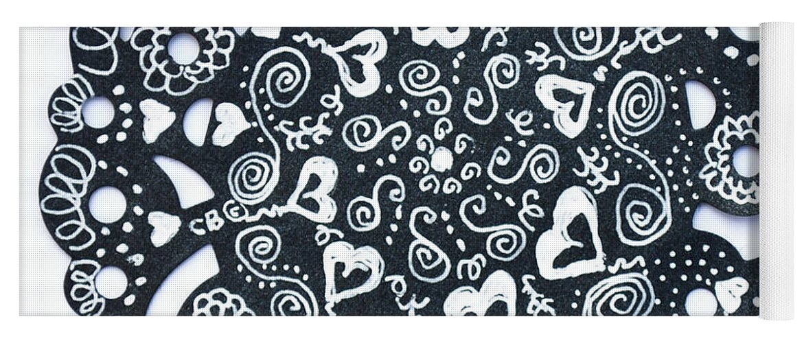 Zentangle Yoga Mat featuring the drawing Hearty by Carole Brecht