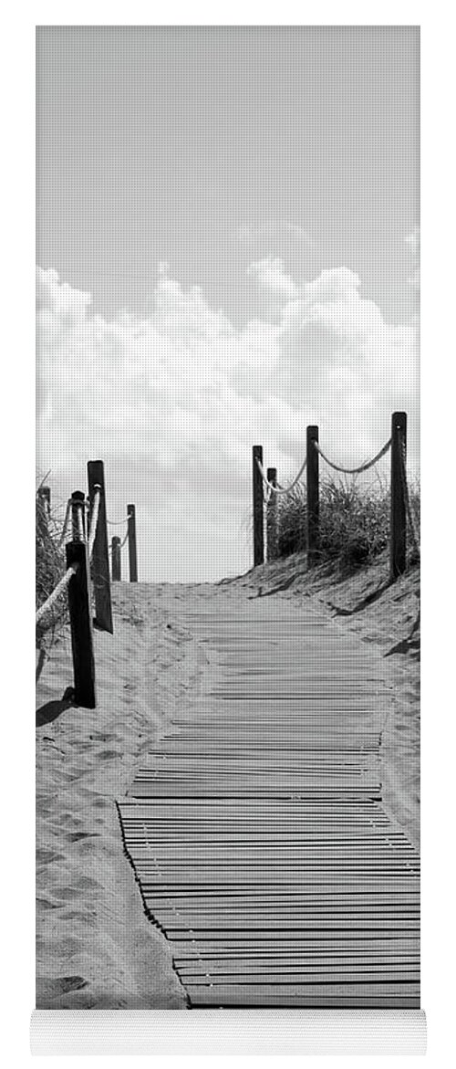 Beach Yoga Mat featuring the photograph Heavenly Beach Path Black and White by Carol Groenen