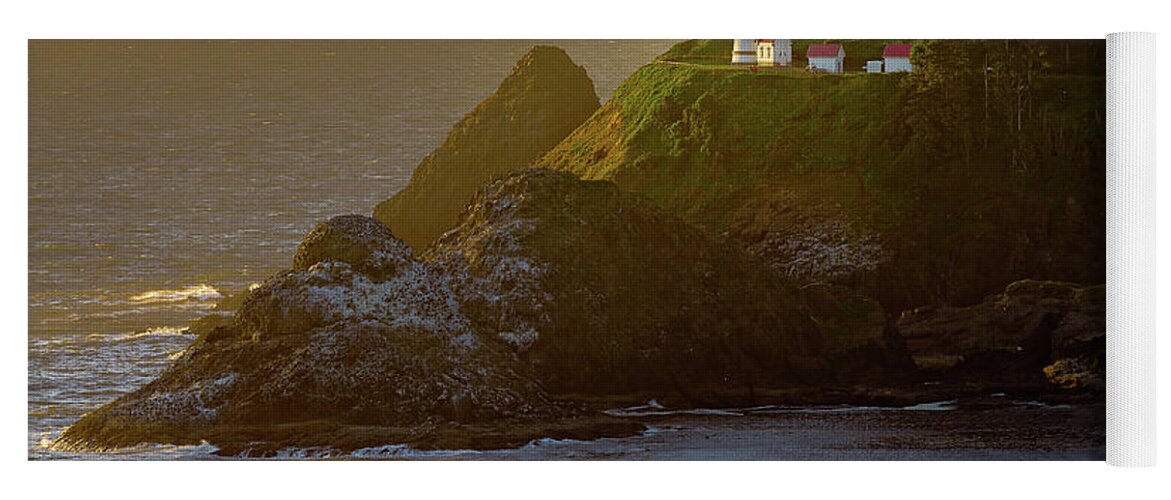 Coastline Yoga Mat featuring the photograph Heceta Head Lighthouse at Sunset by John Hight