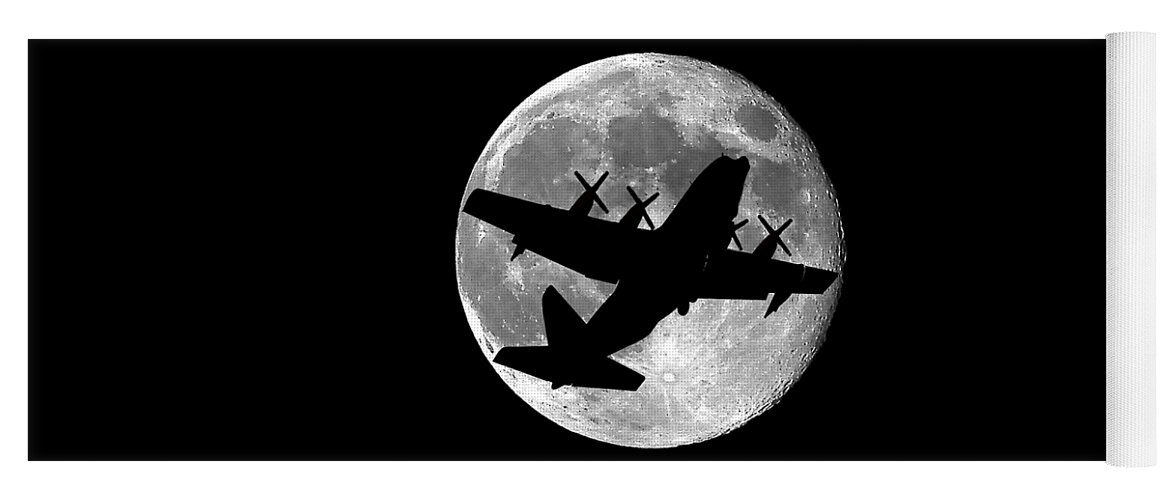 C-130 Hercules Yoga Mat featuring the photograph Hercules Moon .png by Al Powell Photography USA