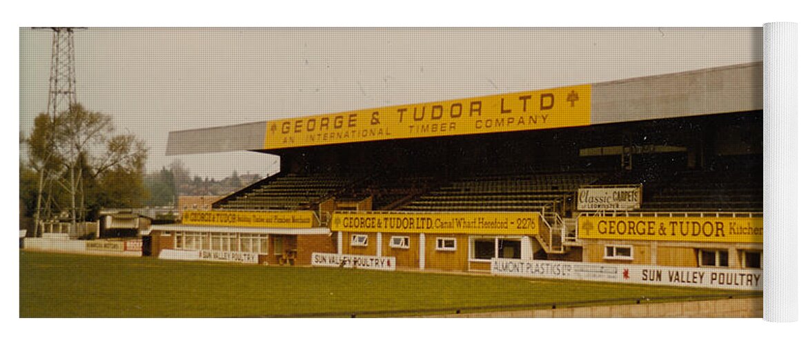  Yoga Mat featuring the photograph Hereford United - Edgar Street - Merton Stand 2 - 1980s by Legendary Football Grounds
